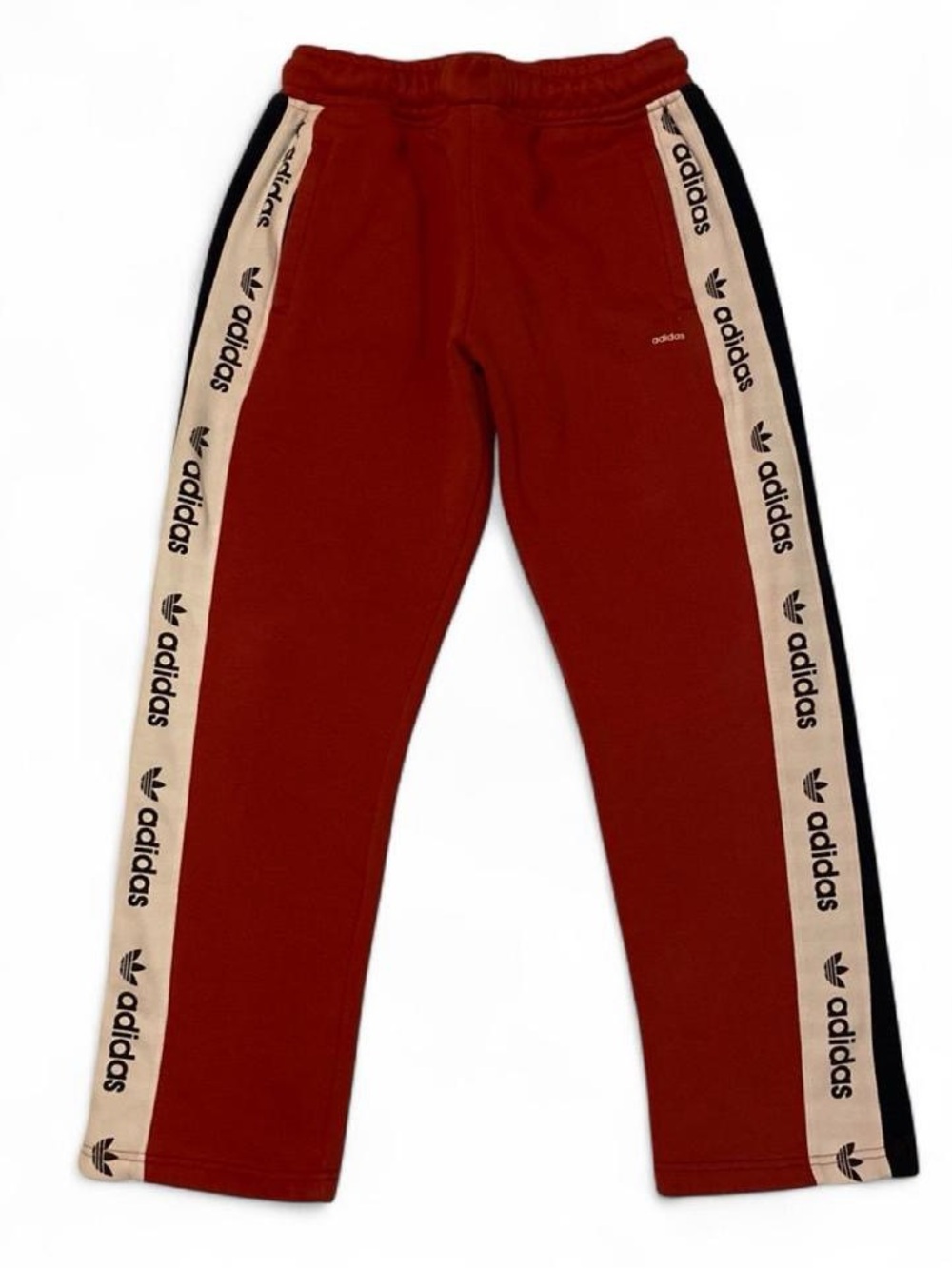 Adidas Red Cotton Sweat Pants with Side Logo Tape